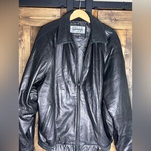 YTK vintage Wilson Pelle Studio Men's Dark Leather Bomber Jacket